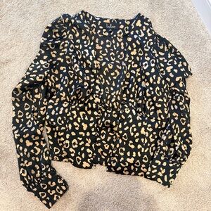 Lulu's Black and Tan Leopard Print Top
